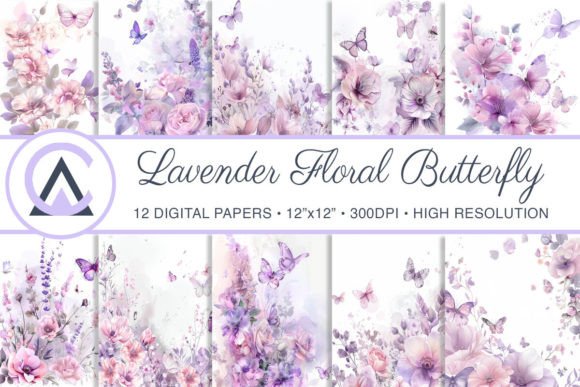 Lavender Flowers Butterfly Backgrounds - Social Canvas