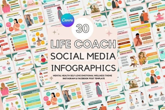 30 Life Coach Social Media Post Templates - Social Canvas
