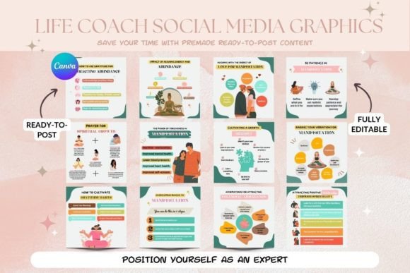 30 Life Coach Social Media Post Templates - Social Canvas