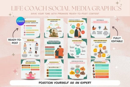 30 Life Coach Social Media Post Templates - Social Canvas
