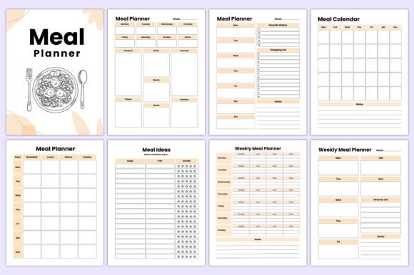 Meal Planner Bundle – Editable Canva & KDP Templates for Weekly Food Planning (MRR) - Social Canvas