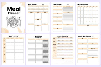 Meal Planner Bundle – Editable Canva & KDP Templates for Weekly Food Planning (MRR) - Social Canvas