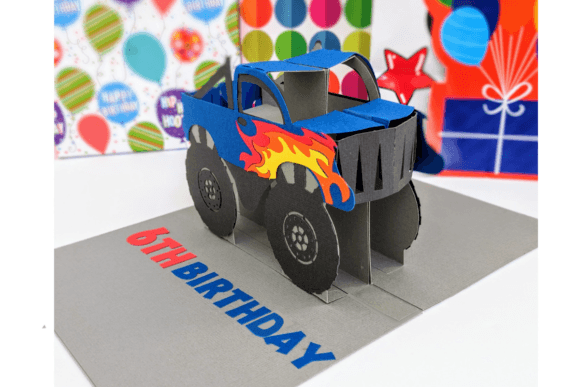 Monster Truck Pop-Up Card SVG – DIY 3D Greeting Card Template (MRR) - Social Canvas
