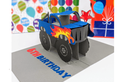 Monster Truck Pop-Up Card SVG – DIY 3D Greeting Card Template (MRR) - Social Canvas