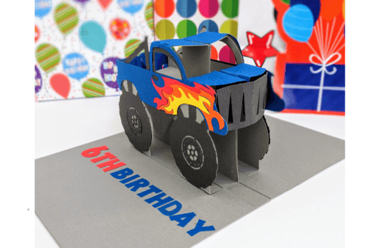 Monster Truck Pop-Up Card SVG – DIY 3D Greeting Card Template (MRR) - Social Canvas