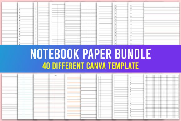 Notebook Paper KDP Interiors – Lined Pages Bundle for Low Content Books (MRR) - Social Canvas