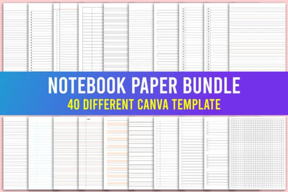 Notebook Paper KDP Interiors – Lined Pages Bundle for Low Content Books (MRR) - Social Canvas