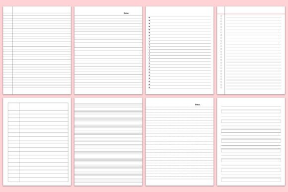 Notebook Paper KDP Interiors – Lined Pages Bundle for Low Content Books (MRR) - Social Canvas