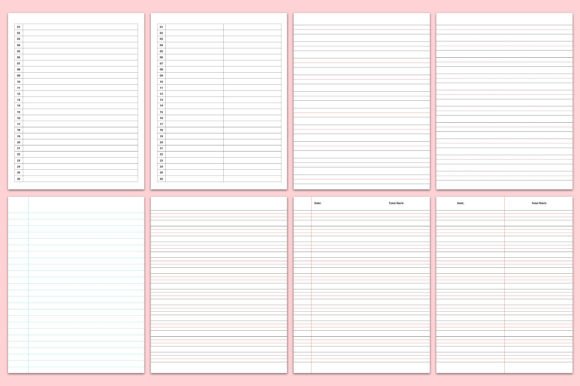 Notebook Paper KDP Interiors – Lined Pages Bundle for Low Content Books (MRR) - Social Canvas
