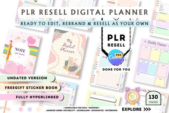 Undated Digital Planner – Editable Canva Template with PLR & Resell Rights (MRR) - Social Canvas