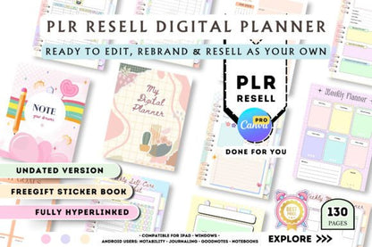 Undated Digital Planner – Editable Canva Template with PLR & Resell Rights (MRR) - Social Canvas