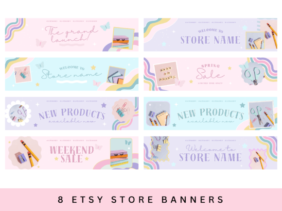 Etsy Store Banner Template Bundle – Soft Pastel Canva Headers for Small Shops - Social Canvas
