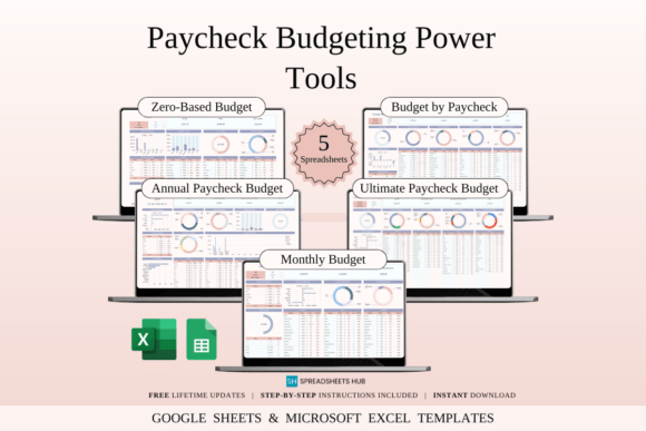 Paycheck Budgeting Power Tools – Excel & Google Sheets Templates for Income & Expense Tracking - Social Canvas