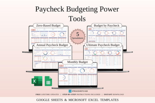 Paycheck Budgeting Power Tools – Excel & Google Sheets Templates for Income & Expense Tracking - Social Canvas