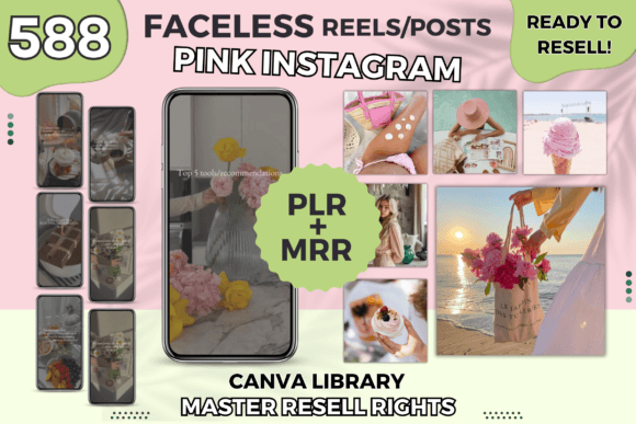 Pink Faceless Instagram Reels Bundle – PLR Canva Templates for Coaches & Creators (MRR) - Social Canvas