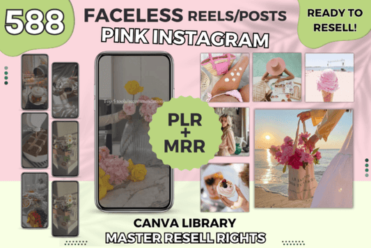 Pink Faceless Instagram Reels Bundle – PLR Canva Templates for Coaches & Creators (MRR) - Social Canvas