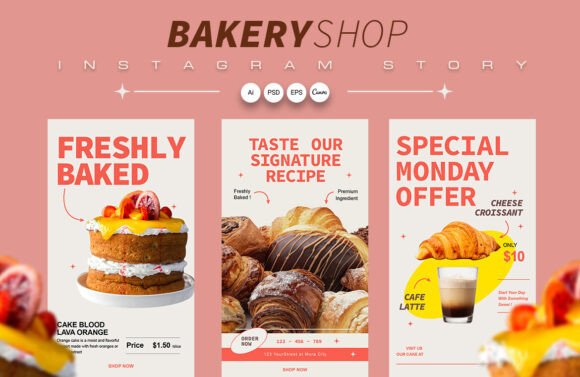 Bakery Instagram Story Templates – Editable Canva Designs for Promotions & Sales (MRR) - Social Canvas