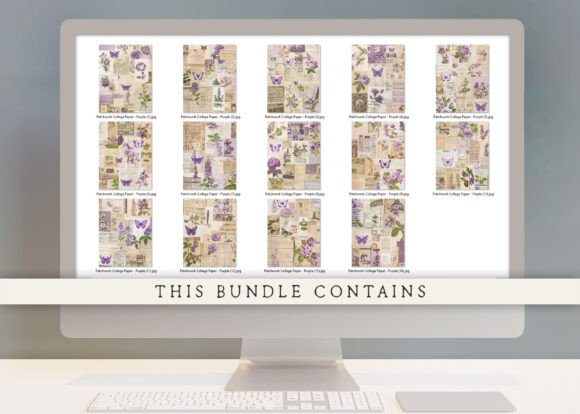 Purple Floral Patchwork Collages Papers - Social Canvas