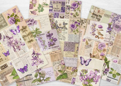 Purple Floral Patchwork Collages Papers - Social Canvas
