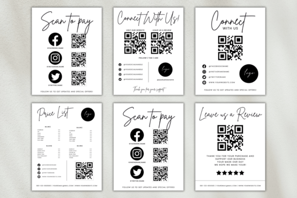 Small Business QR Code Sign Templates – Editable Canva Bundle for Shops & Events - Social Canvas
