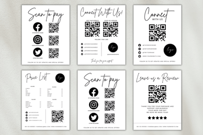 Small Business QR Code Sign Templates – Editable Canva Bundle for Shops & Events - Social Canvas