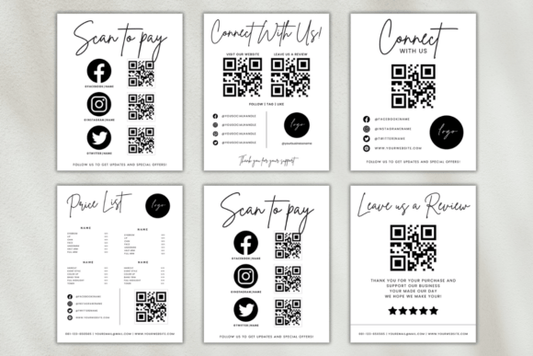 Small Business QR Code Sign Templates – Editable Canva Bundle for Shops & Events - Social Canvas