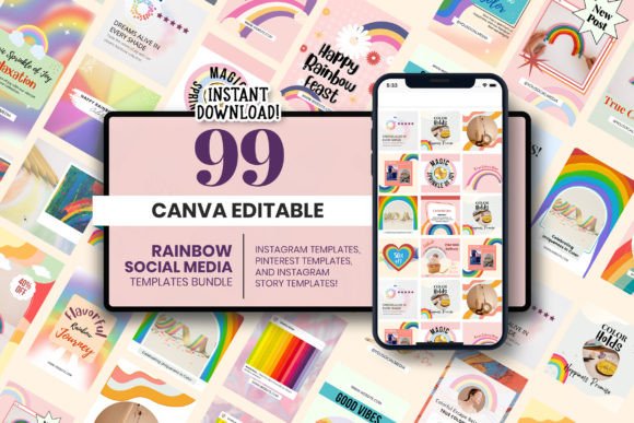 Rainbow Social Media Canva Template - Social Canvas