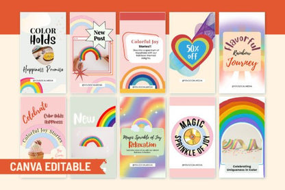 Rainbow Social Media Canva Template - Social Canvas