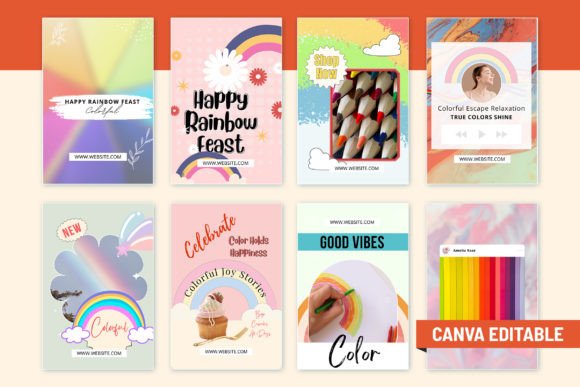 Rainbow Social Media Canva Template - Social Canvas