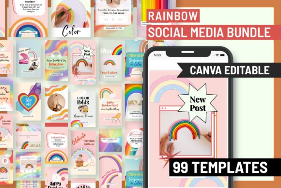 Rainbow Social Media Canva Template - Social Canvas