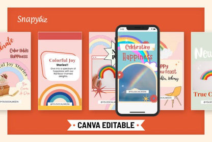 Rainbow Social Media Canva Template - Social Canvas