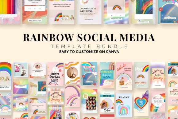 Rainbow Social Media Canva Template - Social Canvas