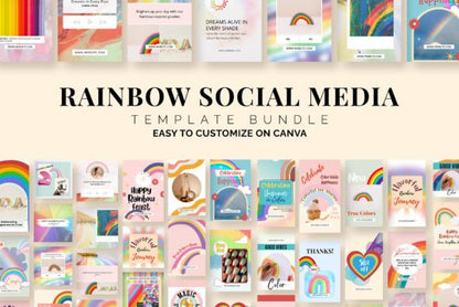 Rainbow Social Media Canva Template - Social Canvas