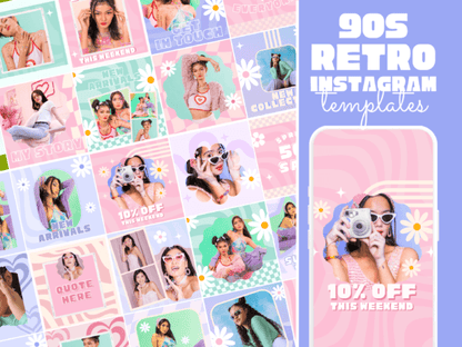 Y2K Instagram Post Templates – Trendy & Vintage Social Media Kit (MRR) - Social Canvas