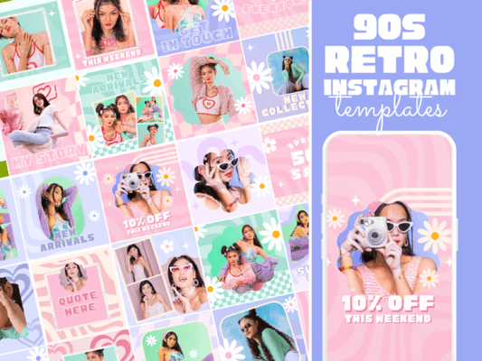 Y2K Instagram Post Templates – Trendy & Vintage Social Media Kit (MRR) - Social Canvas