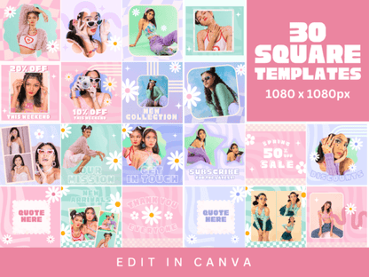 Y2K Instagram Post Templates – Trendy & Vintage Social Media Kit (MRR) - Social Canvas