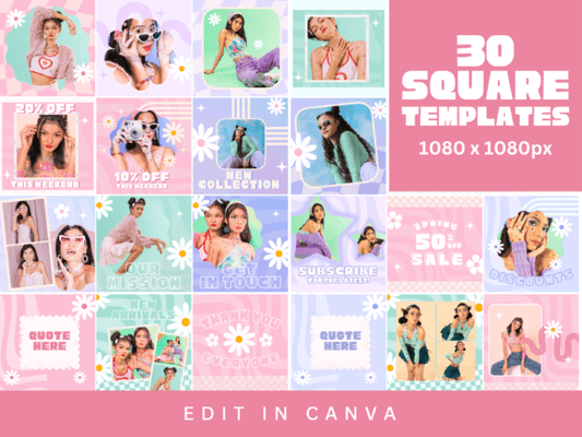 Y2K Instagram Post Templates – Trendy & Vintage Social Media Kit (MRR) - Social Canvas