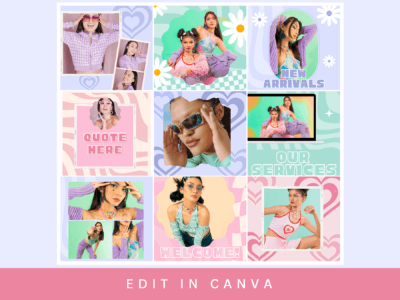 Y2K Instagram Post Templates – Trendy & Vintage Social Media Kit (MRR) - Social Canvas