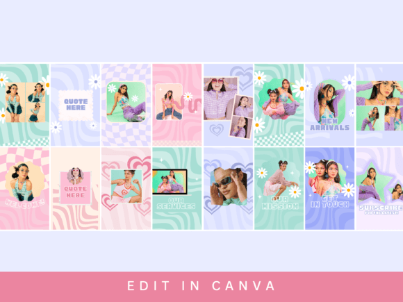 Y2K Instagram Post Templates – Trendy & Vintage Social Media Kit (MRR) - Social Canvas