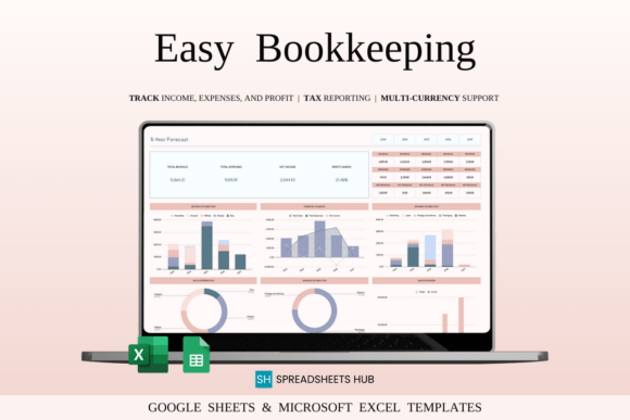 Small Business Bookkeeping Spreadsheet – Excel & Google Sheets Template for Income & Expense Tracking - Social Canvas