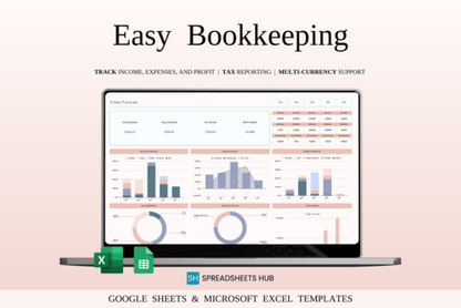 Small Business Bookkeeping Spreadsheet – Excel & Google Sheets Template for Income & Expense Tracking - Social Canvas