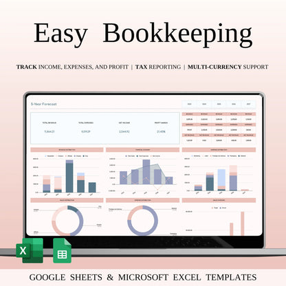 Small Business Bookkeeping Spreadsheet – Excel Template for Income & Expense Tracking (MRR) - Social Canvas