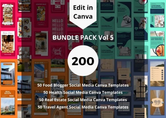 200 Social Media Canva Templates Bundle - Social Canvas