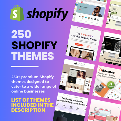250 Premium Shopify Theme Bundle To Use or Resell – High-Converting eCommerce Store Templates