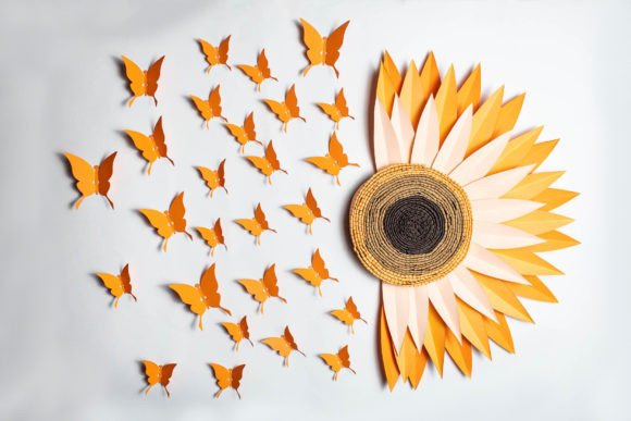 Sunflower & Butterfly Clipart – Half-Flower Aesthetic PNG Set (MRR) - Social Canvas