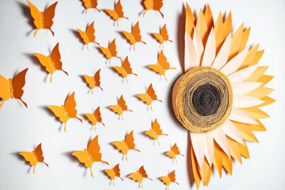 Sunflower & Butterfly Clipart – Half-Flower Aesthetic PNG Set (MRR) - Social Canvas