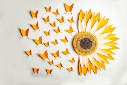 Sunflower & Butterfly Clipart – Half-Flower Aesthetic PNG Set (MRR) - Social Canvas