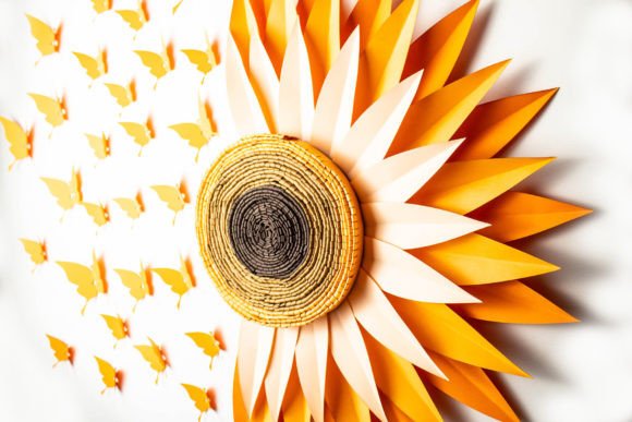 Sunflower & Butterfly Clipart – Half-Flower Aesthetic PNG Set (MRR) - Social Canvas