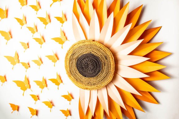 Sunflower & Butterfly Clipart – Half-Flower Aesthetic PNG Set (MRR) - Social Canvas