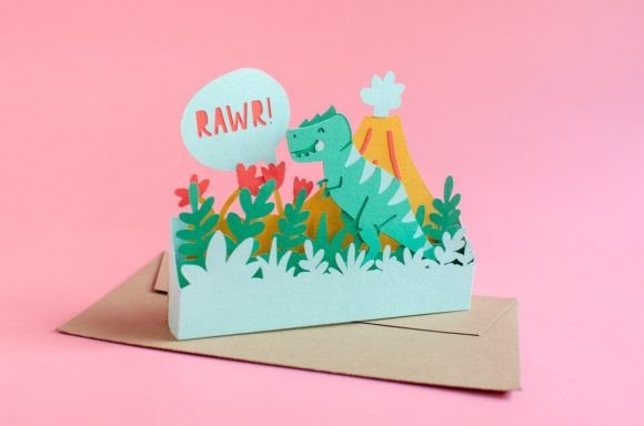 T-Rex Dinosaur Pop-Up Birthday Card – Fun DIY SVG Template (MRR) - Social Canvas